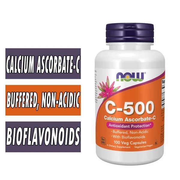 NOW, Vitamin C-500, Calcium Ascorbate, 100 Caps