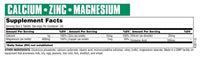 Universal Nutrition Calcium Zinc Magnesium 100 Tabs Supplement Facts